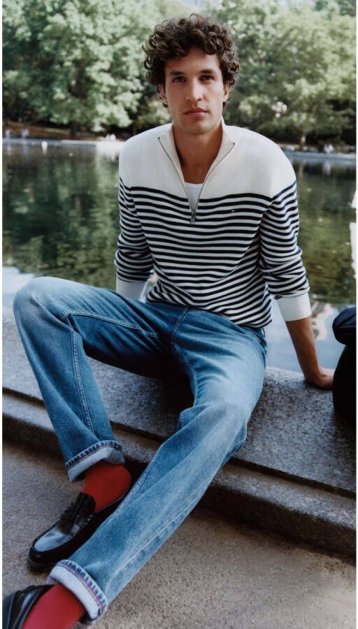 Tommy Hilfiger Instappers CLASSIC HILFIGER LEATHER LOAFER blokhak zakelijke mode feestmode met mokassinnaad