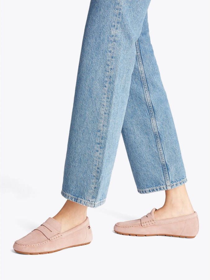 Tommy Hilfiger Instappers FLAG SOFT SUEDE DRIVER LOAFER instapschoen comfortabele schoen moccasin flats met modieuze decoratieve sluiting