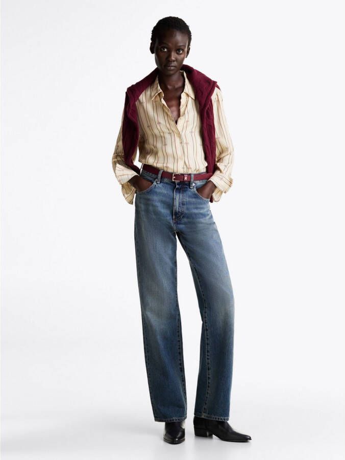 Tommy Hilfiger Laarsjes LOW COWBOY FLAT LEATHER basic blokhak zakelijke schoen in smalle vorm