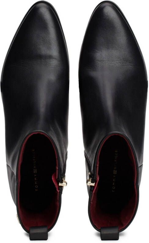Tommy Hilfiger Laarsjes LOW COWBOY FLAT LEATHER basic blokhak zakelijke schoen in smalle vorm