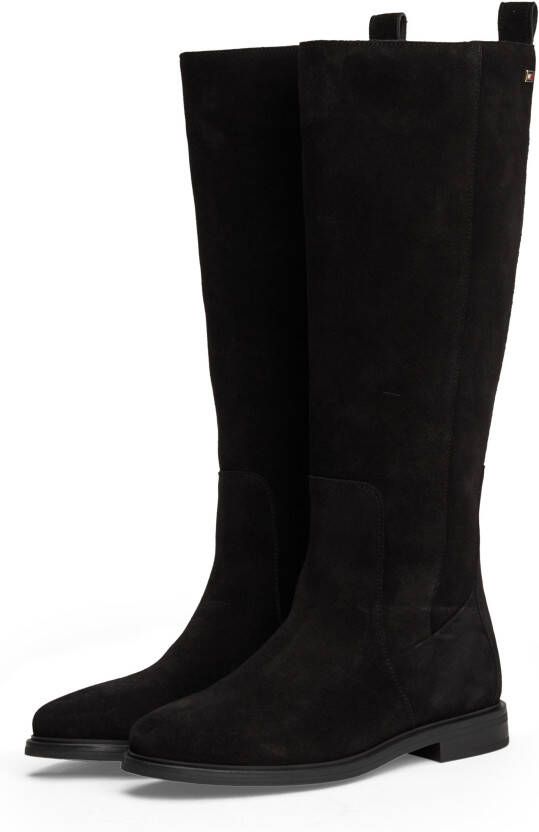 Tommy Hilfiger Laarzen FLAG SUEDE LONG BOOT ZIP blokhak lange laarzen businesslaarzen met klein logo