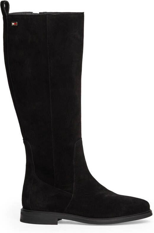 Tommy Hilfiger Laarzen FLAG SUEDE LONG BOOT ZIP blokhak lange laarzen businesslaarzen met klein logo