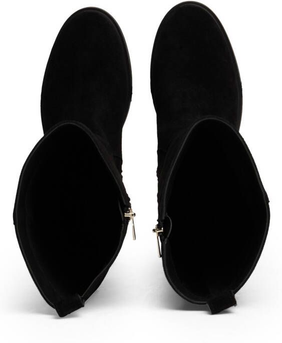 Tommy Hilfiger Laarzen FLAG SUEDE LONG BOOT ZIP blokhak lange laarzen businesslaarzen met klein logo
