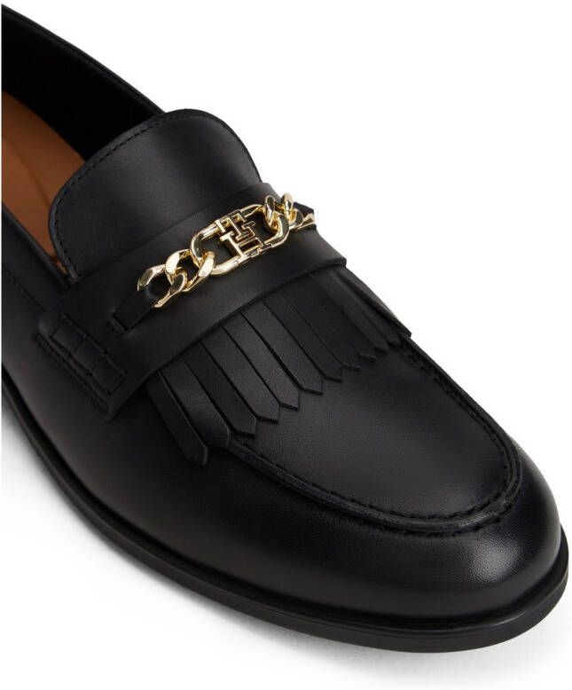 Tommy Hilfiger Loafers TH CHAIN FRINGE LEATHER LOAFER blokhak slipper zakelijke schoen met modieuze franjes