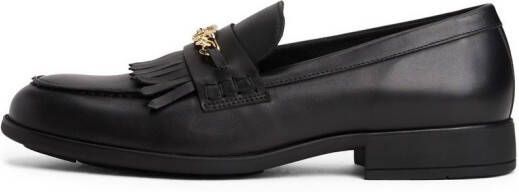 Tommy Hilfiger Loafers TH CHAIN FRINGE LEATHER LOAFER blokhak slipper zakelijke schoen met modieuze franjes