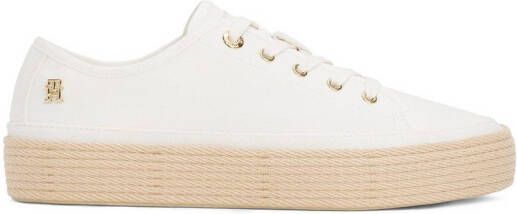 Tommy Hilfiger Plateausneakers VULC ESPADRILLE SNEAKER vrijetijdsschoen halfhoge schoen veterschoen met bastbezette plateauzool