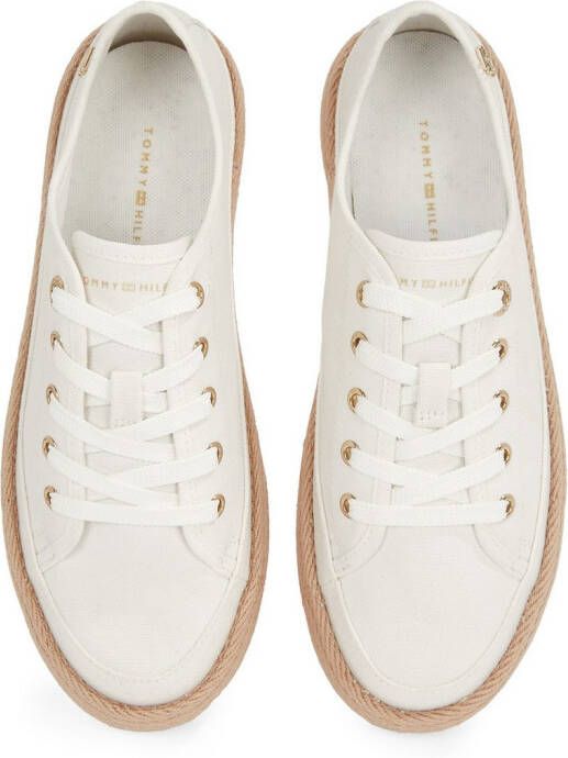 Tommy Hilfiger Plateausneakers VULC ESPADRILLE SNEAKER vrijetijdsschoen halfhoge schoen veterschoen met bastbezette plateauzool
