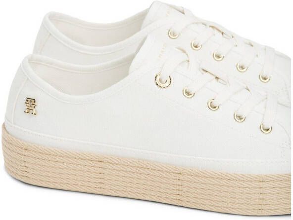 Tommy Hilfiger Plateausneakers VULC ESPADRILLE SNEAKER vrijetijdsschoen halfhoge schoen veterschoen met bastbezette plateauzool
