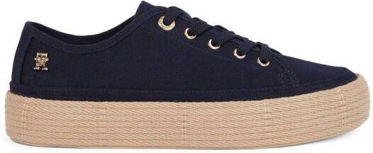 Tommy Hilfiger Plateausneakers VULC ESPADRILLE SNEAKER vrijetijdsschoen halfhoge schoen veterschoen met bastbezette plateauzool