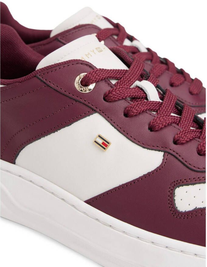 Tommy Hilfiger Plateausneakers TH SPORTY CUPSOLE LEATHER vrijetijdsschoen lage schoen veterschoen met zijlogo
