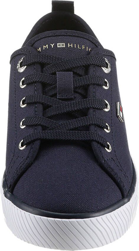 Tommy Hilfiger Plateausneakers VULC CANVAS SNEAKER vrijetijdsschoen lage schoen veterschoen met praktische aantrek-lus