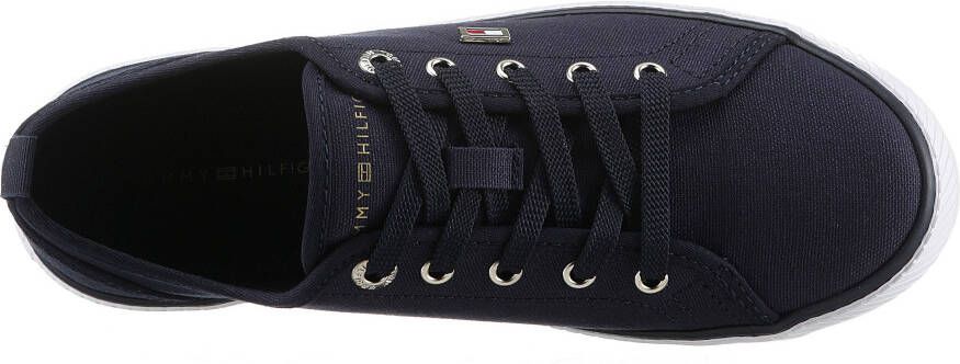 Tommy Hilfiger Plateausneakers VULC CANVAS SNEAKER vrijetijdsschoen lage schoen veterschoen met praktische aantrek-lus