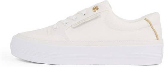 Tommy Hilfiger Plateausneakers ESSENTIAL VULC TEXTILE SNEAKER vrijetijdsschoen lage schoen veterschoen met gouden details