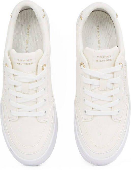 Tommy Hilfiger Plateausneakers ESSENTIAL VULC TEXTILE SNEAKER vrijetijdsschoen lage schoen veterschoen met gouden details