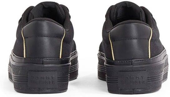 Tommy Hilfiger Plateausneakers ESSENTIAL VULC TEXTILE SNEAKER vrijetijdsschoen lage schoen veterschoen met gouden details