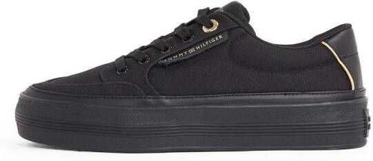 Tommy Hilfiger Plateausneakers ESSENTIAL VULC TEXTILE SNEAKER vrijetijdsschoen lage schoen veterschoen met gouden details