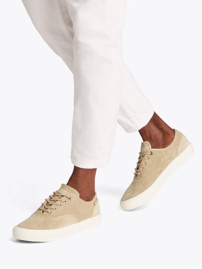 Tommy Hilfiger Plateausneakers TH HI VULC LOW OXFORD SUEDE vrijetijdsschoen lage schoen veterschoen met label op de hiel