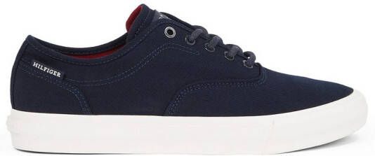 Tommy Hilfiger Plateausneakers TH HI VULC LOW OXFORD TWILL vrijetijdsschoen lage schoen veterschoen met label op de hiel