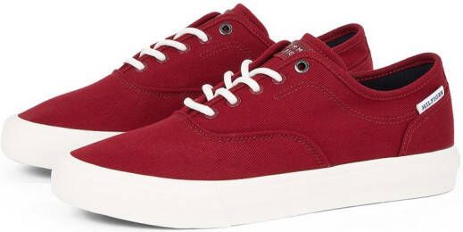 Tommy Hilfiger Plateausneakers TH HI VULC LOW OXFORD TWILL vrijetijdsschoen lage schoen veterschoen met label op de hiel