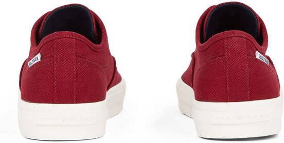 Tommy Hilfiger Plateausneakers TH HI VULC LOW OXFORD TWILL vrijetijdsschoen lage schoen veterschoen met label op de hiel