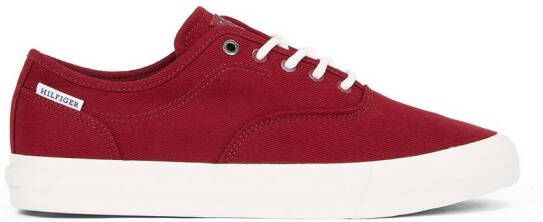 Tommy Hilfiger Plateausneakers TH HI VULC LOW OXFORD TWILL vrijetijdsschoen lage schoen veterschoen met label op de hiel