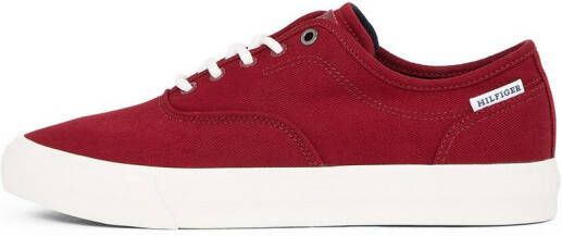 Tommy Hilfiger Plateausneakers TH HI VULC LOW OXFORD TWILL vrijetijdsschoen lage schoen veterschoen met label op de hiel