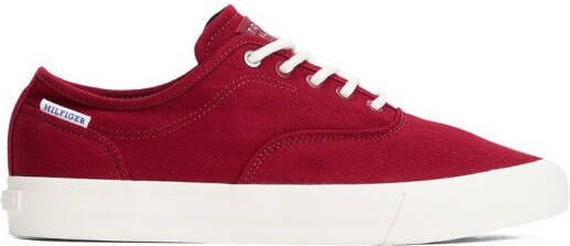 Tommy Hilfiger Plateausneakers TH HI VULC LOW OXFORD TWILL vrijetijdsschoen lage schoen veterschoen met label op de hiel
