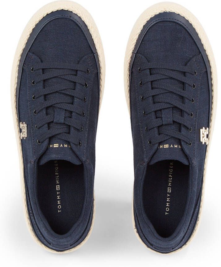 Tommy Hilfiger Plateausneakers VULC SNEAKER LINNEN met gepolsterde schaprand vrijetijdsschoen lage schoen veterschoen