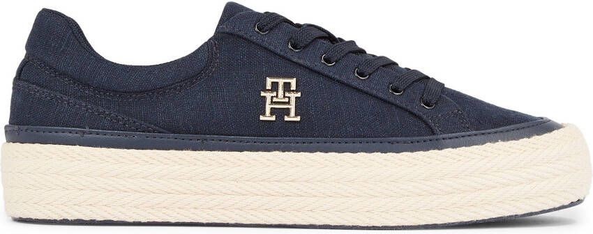 Tommy Hilfiger Plateausneakers VULC SNEAKER LINNEN met gepolsterde schaprand vrijetijdsschoen lage schoen veterschoen