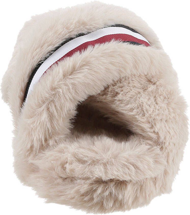 Tommy Hilfiger Pluchen pantoffels FUR CROSS STRAP HOME SLIPPER