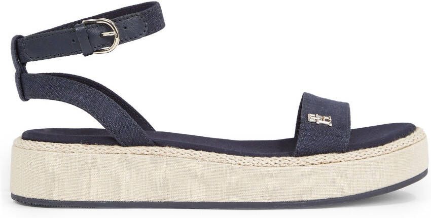 Tommy Hilfiger Sandalen LINEN FLATFORM zomerschoen sandaal plateauhak met verstelbare gesp