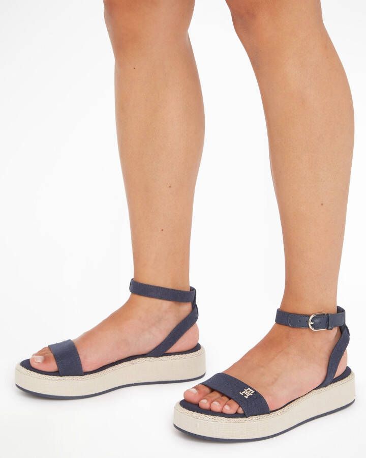 Tommy Hilfiger Sandalen LINEN FLATFORM zomerschoen sandaal plateauhak met verstelbare gesp