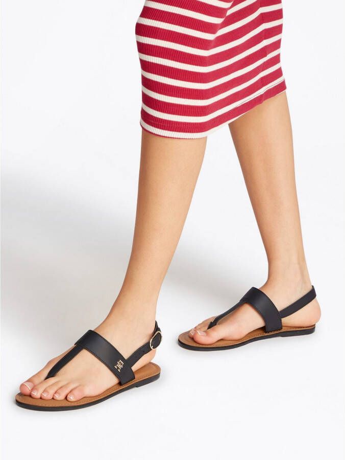 Tommy Hilfiger Sandalen LEATHER THONG SANDAL sandaal zomerschoen flats met teenband