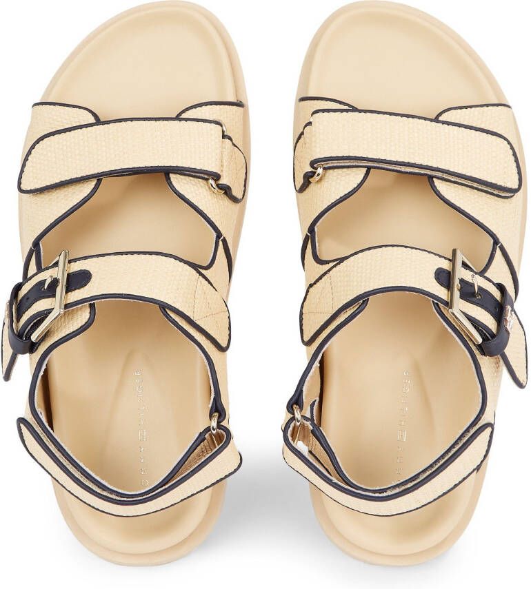 Tommy Hilfiger Sandalen RAFIA SPORTY SANDAL zomerschoen sandaal plateauhak met klittenbandsluitingen