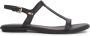 Tommy Hilfiger Zwarte Leren Platte Sandalen - Thumbnail 7