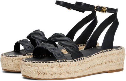 Tommy Hilfiger Sleehaksandaaltjes LEATHER ROPE REAL ESPAD SANDAL plateau zomerschoen bandjessandaal met verstelbare gesp