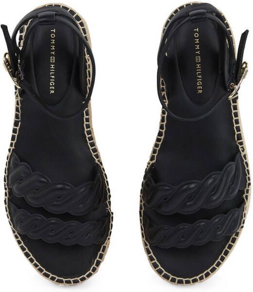 Tommy Hilfiger Sleehaksandaaltjes LEATHER ROPE REAL ESPAD SANDAL plateau zomerschoen bandjessandaal met verstelbare gesp