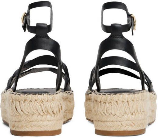 Tommy Hilfiger Sleehaksandaaltjes LEATHER ROPE REAL ESPAD SANDAL plateau zomerschoen bandjessandaal met verstelbare gesp