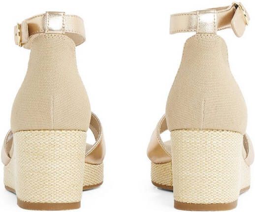 Tommy Hilfiger Sleehaksandaaltjes FLAG METALLIC MID WEDGE ESPAD bandjessandaal zomerschoen met verstelbare gesp