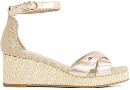 Tommy Hilfiger Sleehaksandaaltjes FLAG METALLIC MID WEDGE ESPAD bandjessandaal zomerschoen met verstelbare gesp