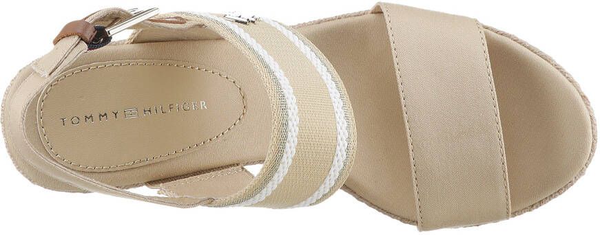 Tommy Hilfiger Sleehaksandaaltjes WEBBING HIGH WEDGE SANDAL zomerschoen sandaal wig hak met zij th-label
