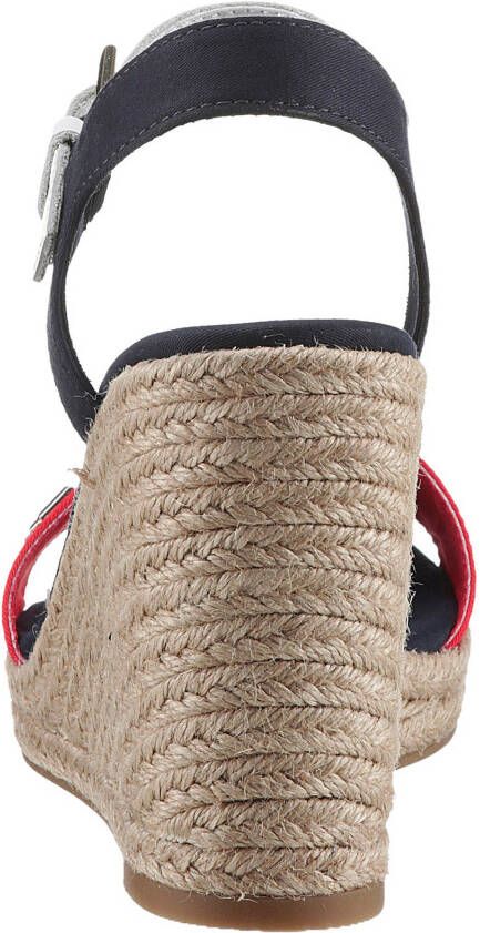 Tommy Hilfiger Sleehaksandaaltjes STRIPES WEDGE SANDAL zomerschoen sandaal keilhak met verstelbare bandjes