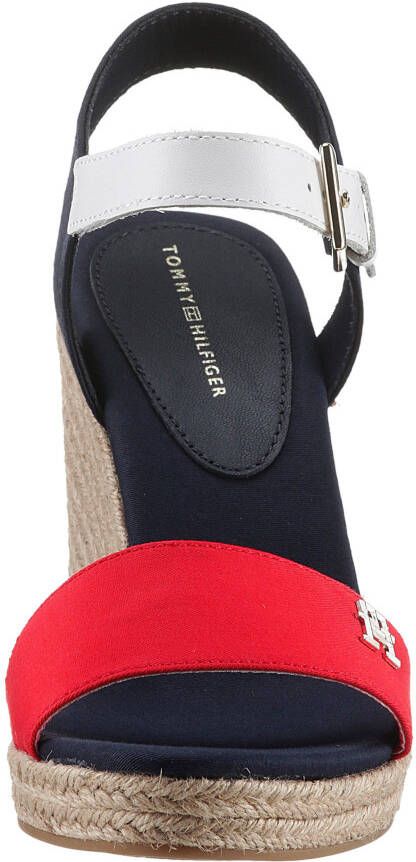 Tommy Hilfiger Sleehaksandaaltjes STRIPES WEDGE SANDAL zomerschoen sandaal keilhak met verstelbare bandjes