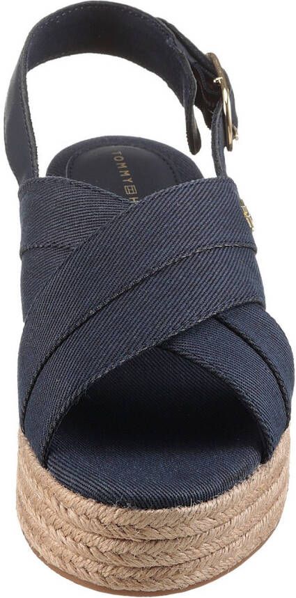 Tommy Hilfiger Sleehaksandaaltjes DENIM ESPADRILLE PLATFORM SANDAL plateau riemchensandaal zomerschoen met verstelbare gesp