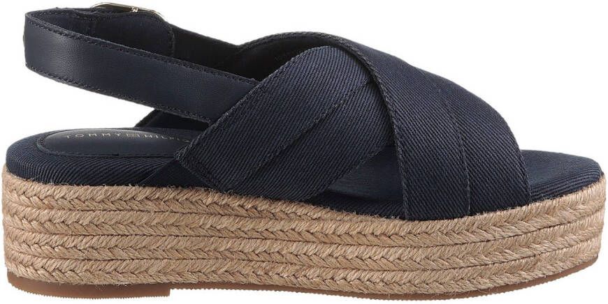 Tommy Hilfiger Sleehaksandaaltjes DENIM ESPADRILLE PLATFORM SANDAL plateau riemchensandaal zomerschoen met verstelbare gesp