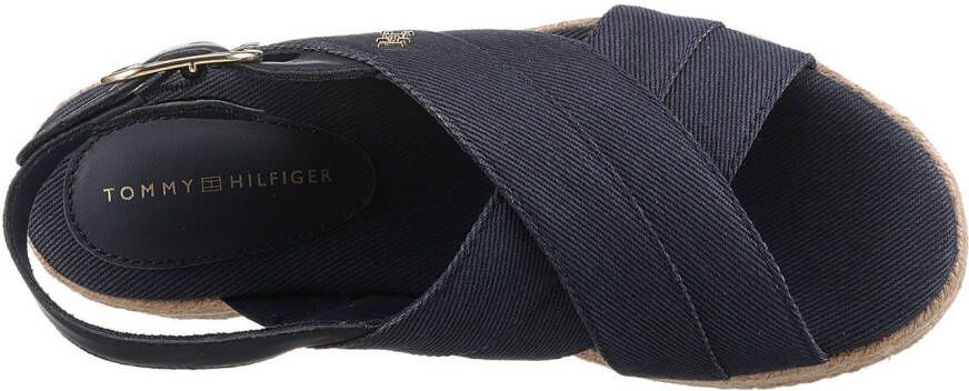 Tommy Hilfiger Sleehaksandaaltjes DENIM ESPADRILLE PLATFORM SANDAL plateau riemchensandaal zomerschoen met verstelbare gesp