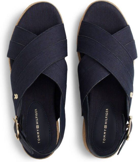Tommy Hilfiger Sleehaksandaaltjes DENIM ESPADRILLE PLATFORM SANDAL plateau riemchensandaal zomerschoen met verstelbare gesp