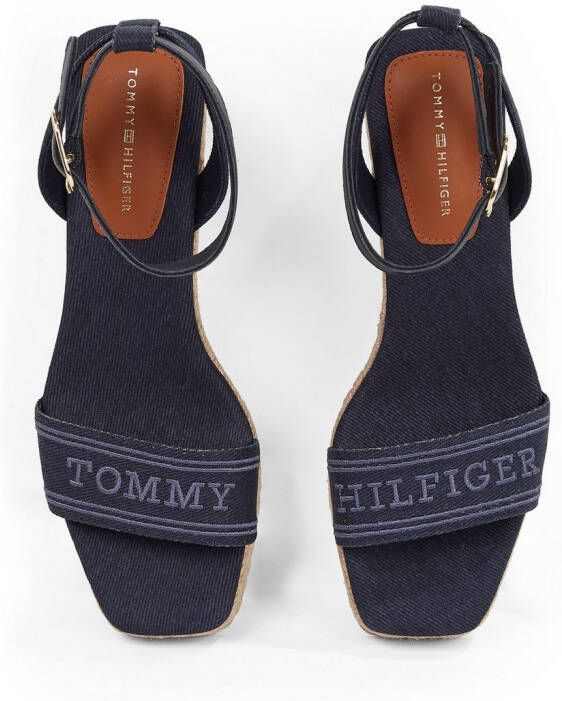 Tommy Hilfiger Sleehaksandaaltjes ESPAD MID WEDGE bandjesandaal zomerschoen met verstelbare gesp