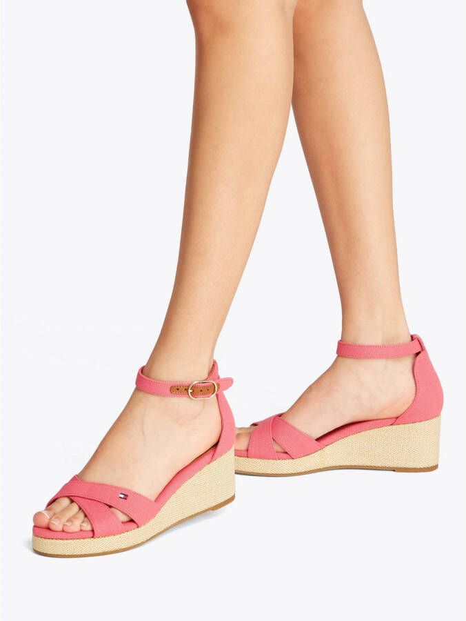 Tommy Hilfiger Sleehaksandaaltjes FLAG CRISS-CROS MID WEDGE ESPAD bandjessandaal zomerschoen met verstelbare gesp