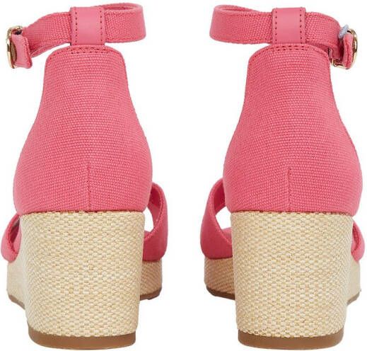 Tommy Hilfiger Sleehaksandaaltjes FLAG CRISS-CROS MID WEDGE ESPAD bandjessandaal zomerschoen met verstelbare gesp